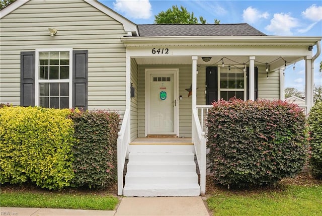 6412 Dove St, Norfolk, VA 23513 - doorway to property featuring a shingled roof