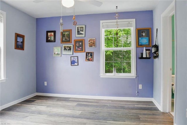 6412 Dove St, Norfolk, VA 23513 - unfurnished room featuring ceiling fan, wood finished floors, and baseboards