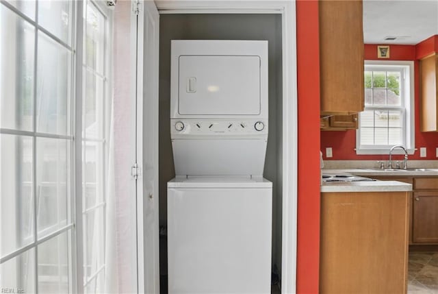 6412 Dove St, Norfolk, VA 23513 - washroom featuring stacked washer and clothes dryer
