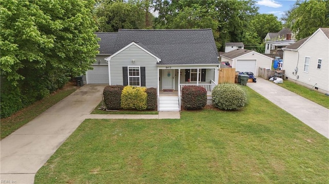6412 Dove St, Norfolk, VA 23513 - view of front of home featuring roof with shingles, a porch, driveway, and a garage