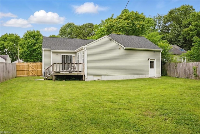 6412 Dove St, Norfolk, VA 23513 - rear view of house with a wooden deck and roof with shingles