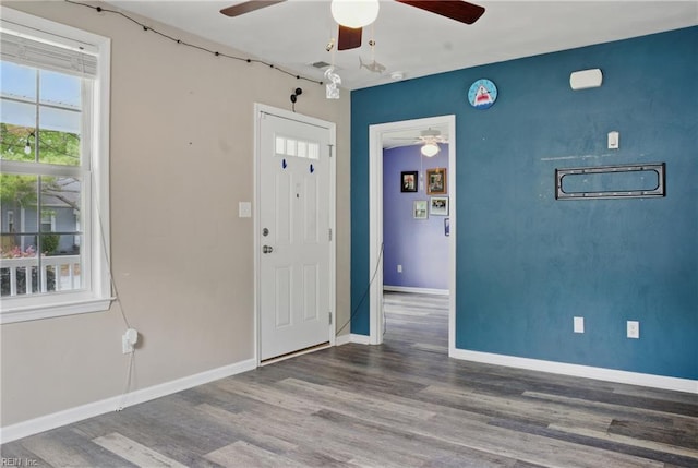6412 Dove St, Norfolk, VA 23513 - unfurnished room featuring a ceiling fan, wood finished floors, and baseboards