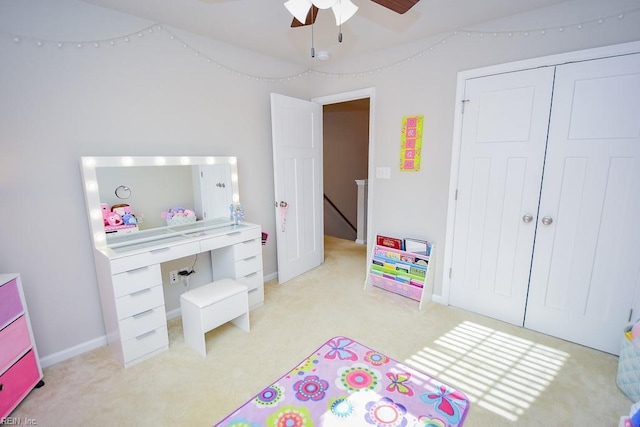 205 Markham St, Suffolk, VA 23435 - playroom featuring light colored carpet, ceiling fan, and baseboards
