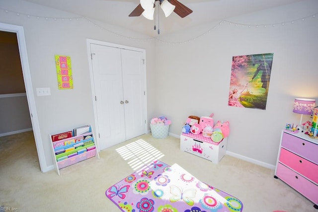 205 Markham St, Suffolk, VA 23435 - recreation room featuring carpet, a ceiling fan, and baseboards