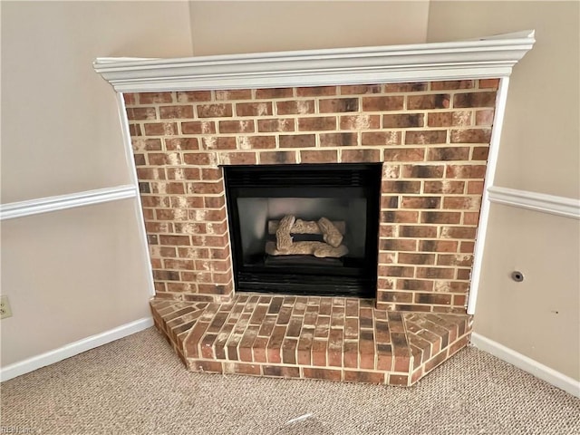 728 S Lake Cir, Chesapeake, VA 23322 - detailed view of carpet, baseboards, and a fireplace