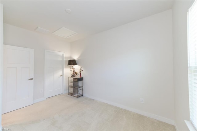 123 Big Woods Dr, Poquoson, VA 23662 - unfurnished bedroom featuring carpet, baseboards, and attic access