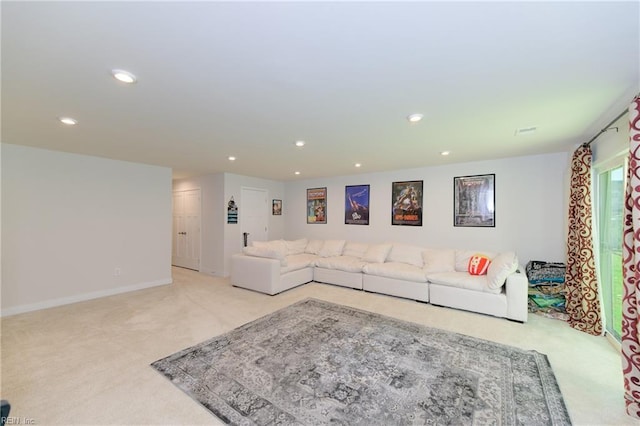 123 Big Woods Dr, Poquoson, VA 23662 - living area featuring carpet floors, recessed lighting, and baseboards