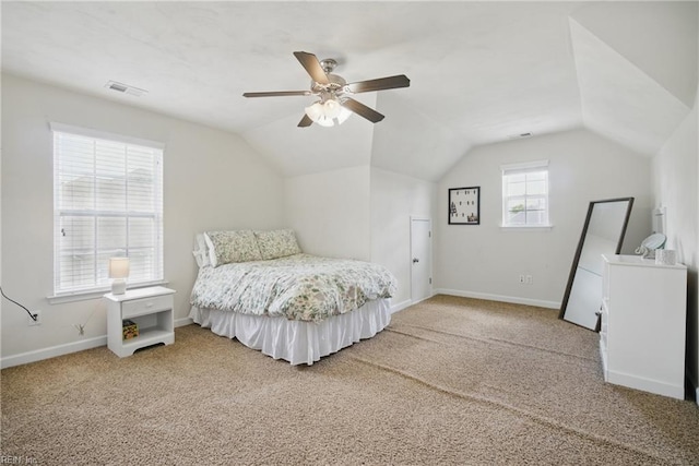 1200 Althea Ct, Chesapeake, VA 23322 - carpeted bedroom featuring vaulted ceiling, baseboards, and a ceiling fan