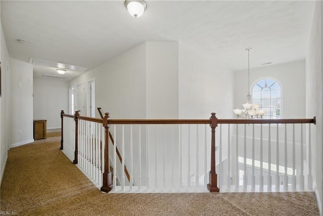 1200 Althea Ct, Chesapeake, VA 23322 - hall featuring an upstairs landing, a chandelier, and carpet flooring