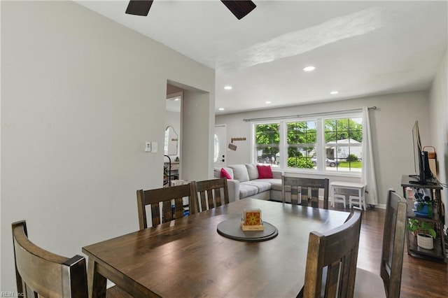 23 Stonewall Ter, Hampton, VA 23666 - dining area with ceiling fan, dark wood-style flooring, and recessed lighting