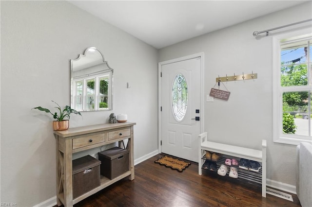 23 Stonewall Ter, Hampton, VA 23666 - entryway with healthy amount of natural light, dark wood-style floors, and baseboards