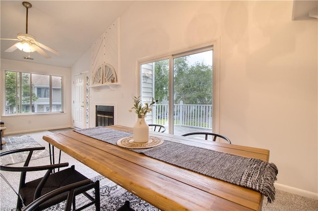 2574 Cove Point Pl, Virginia Beach, VA 23454 - carpeted dining space with healthy amount of natural light, baseboards, and a ceiling fan