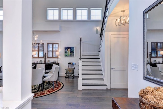 103 Enclave Ct, Williamsburg, VA 23185 - entryway featuring a chandelier, wood finished floors, and stairway