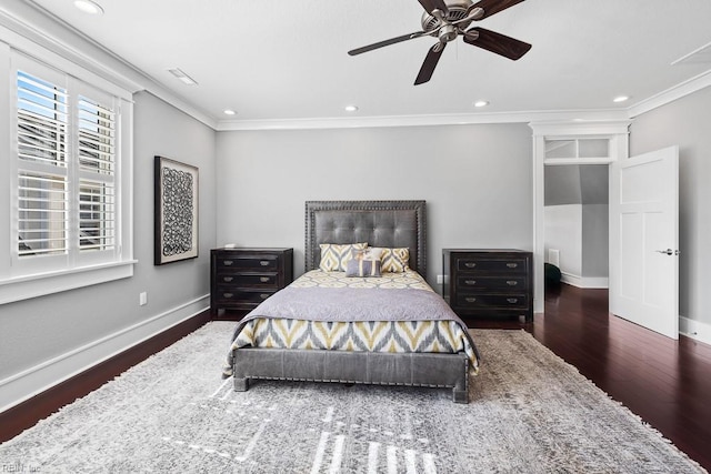 312 Cawdor Xing, Chesapeake, VA 23322 - bedroom with wood finished floors, crown molding, baseboards, recessed lighting, and a ceiling fan