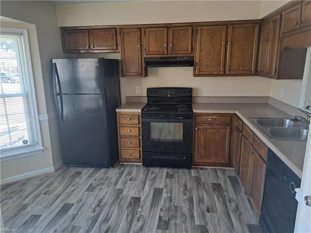 5528 Baccalaureate Dr, Virginia Beach, VA 23462 - kitchen featuring black appliances, under cabinet range hood, plenty of natural light, and light wood-type flooring