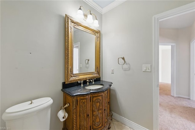 9489 Mooring Dr, Norfolk, VA 23518 - half bath featuring vanity, toilet, crown molding, and baseboards