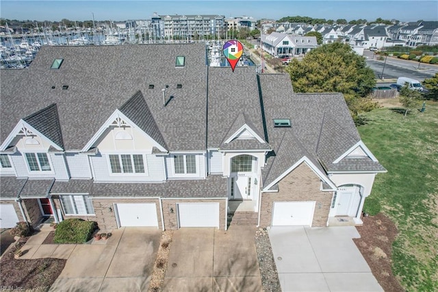9489 Mooring Dr, Norfolk, VA 23518 - view of front of property with concrete driveway, roof with shingles, brick siding, and a front lawn