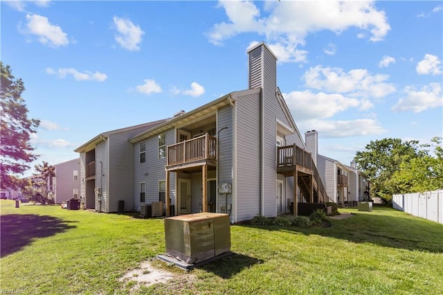 3566 Brigita Ct, Virginia Beach, VA 23453 - rear view of property with a chimney, central AC, and a deck
