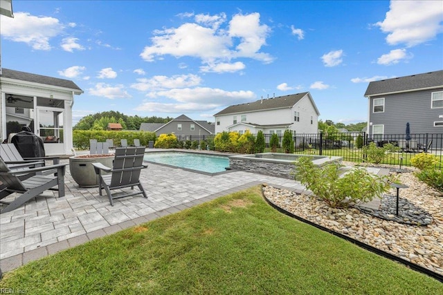 3012 George Starr Dr, Virginia Beach, VA 23456 - view of swimming pool with a fire pit, a patio area, and a pool with connected hot tub