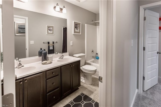 123 Getty Rd, Suffolk, VA 23434 - bathroom with double vanity, toilet, and washtub / shower combination