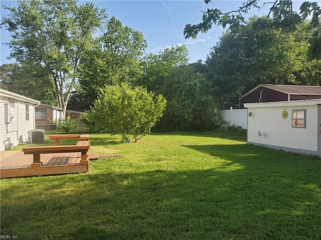1215 Hale Dr, Hampton, VA 23663 - view of yard with a deck and central AC unit
