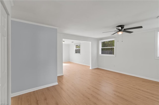 1215 Hale Dr, Hampton, VA 23663 - spare room featuring ceiling fan, light wood-type flooring, baseboards, and ornamental molding