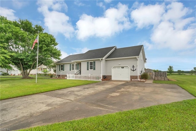 506 Everett Dr, Elizabeth City, NC 27909 - ranch-style home with a garage, concrete driveway, and brick siding