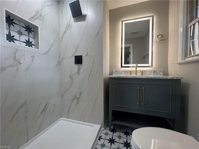 6217 Apple St, Suffolk, VA 23435 - full bath with toilet, a marble finish shower, and vanity
