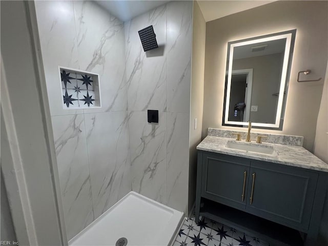 6217 Apple St, Suffolk, VA 23435 - bathroom featuring a marble finish shower and vanity