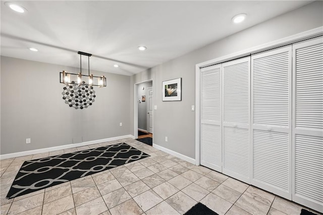 2405 Minnesota Ave, Norfolk, VA 23513 - foyer entrance featuring recessed lighting, a chandelier, baseboards, and light tile patterned floors