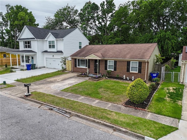 2405 Minnesota Ave, Norfolk, VA 23513 - view of front of property featuring brick siding, a gate, concrete driveway, a garage, and roof with shingles