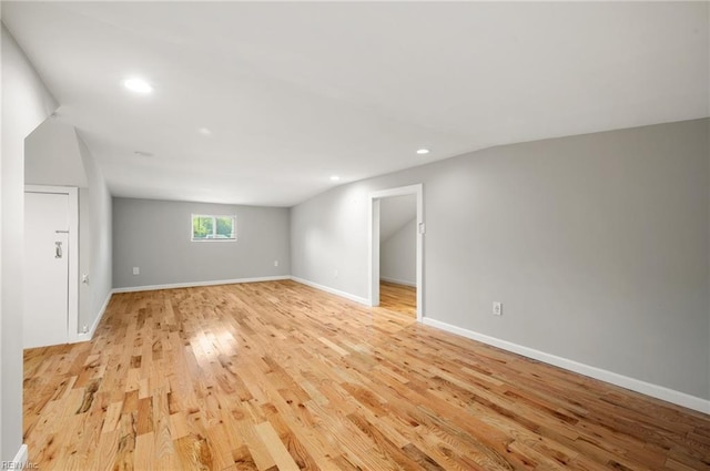 725 Lord Nelson Dr, Virginia Beach, VA 23464 - unfurnished room featuring recessed lighting, light wood finished floors, baseboards, and lofted ceiling