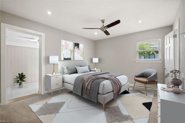 725 Lord Nelson Dr, Virginia Beach, VA 23464 - bedroom with light carpet, recessed lighting, ceiling fan, and baseboards