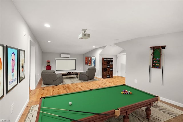 725 Lord Nelson Dr, Virginia Beach, VA 23464 - rec room featuring a wall mounted air conditioner, light wood-type flooring, baseboards, recessed lighting, and billiards table