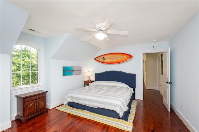 440 Goodspeed Rd, Virginia Beach, VA 23451 - bedroom with wood finished floors, baseboards, a ceiling fan, and lofted ceiling