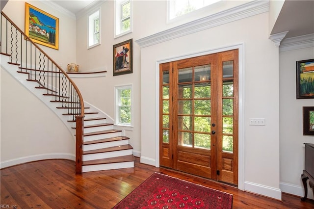 440 Goodspeed Rd, Virginia Beach, VA 23451 - foyer featuring stairway, hardwood / wood-style flooring, plenty of natural light, and ornamental molding
