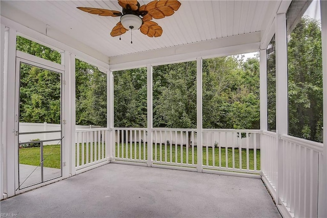 501 Beagle Gap Ct, Chesapeake, VA 23320 - unfurnished sunroom featuring ceiling fan and healthy amount of natural light