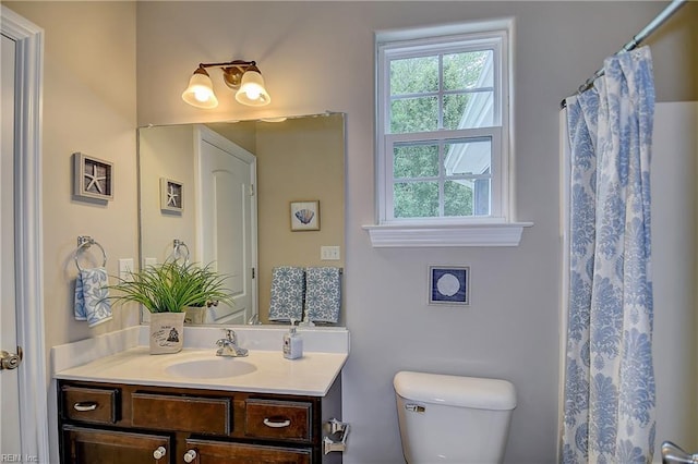 501 Beagle Gap Ct, Chesapeake, VA 23320 - full bathroom featuring toilet, vanity, plenty of natural light, and a shower with shower curtain