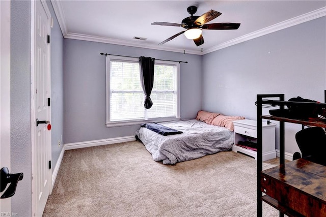 604 Schooner Blvd, Williamsburg, VA 23185 - carpeted bedroom featuring ornamental molding, baseboards, and ceiling fan