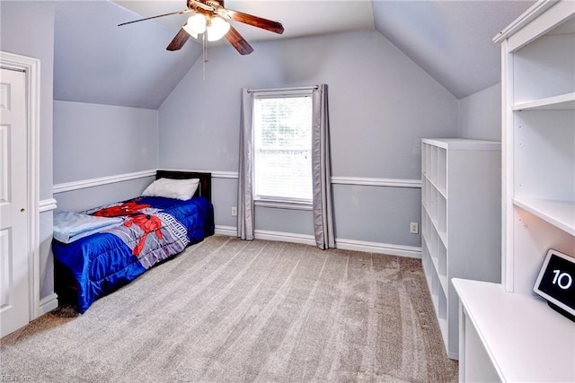 604 Schooner Blvd, Williamsburg, VA 23185 - carpeted bedroom with lofted ceiling, a ceiling fan, and baseboards