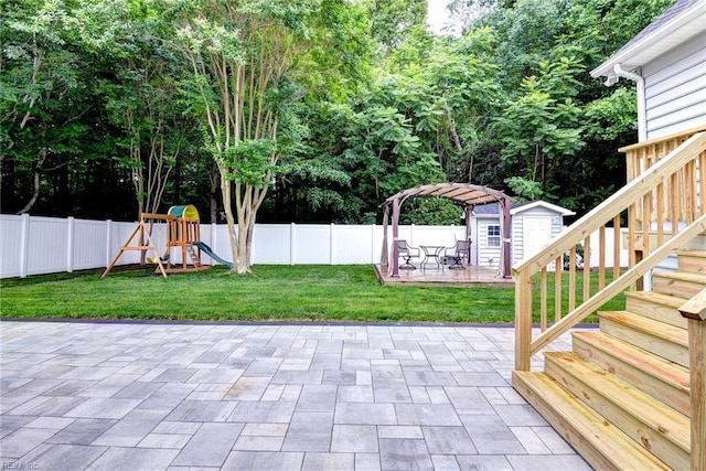 604 Schooner Blvd, Williamsburg, VA 23185 - view of patio / terrace with stairway and a playground