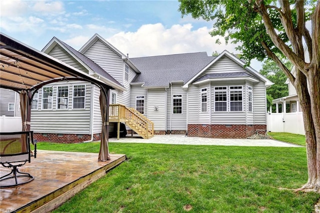 604 Schooner Blvd, Williamsburg, VA 23185 - rear view of property featuring crawl space, a deck, and a shingled roof