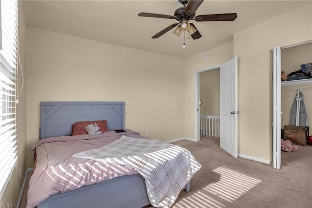 2020 County St, Portsmouth, VA 23704 - bedroom featuring carpet flooring, baseboards, a ceiling fan, and a closet