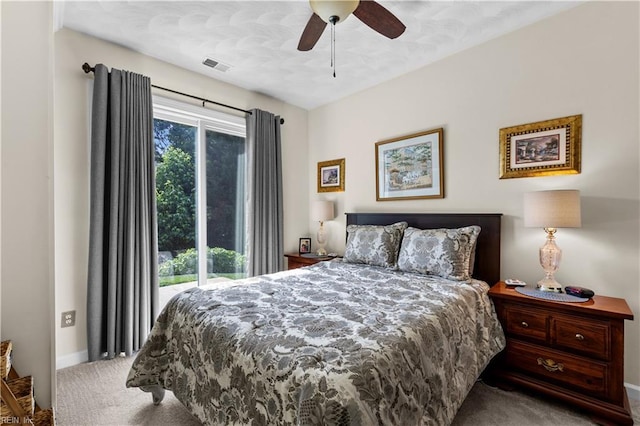2612 Einstein Dr, Virginia Beach, VA 23456 - bedroom featuring carpet, baseboards, access to exterior, and a ceiling fan