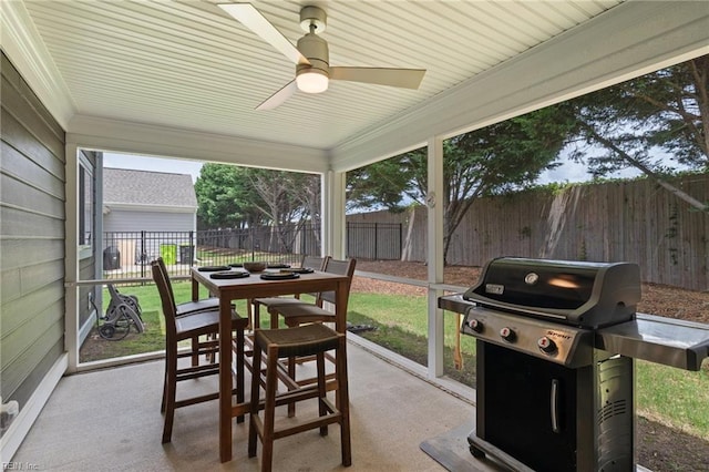 145 Beacon Run, Suffolk, VA 23435 - sunroom / solarium with a ceiling fan and outdoor dining space