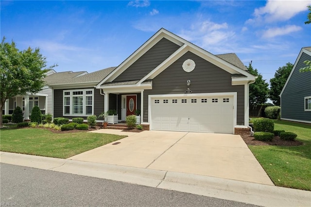 145 Beacon Run, Suffolk, VA 23435 - single story home featuring a garage, a front lawn, and concrete driveway