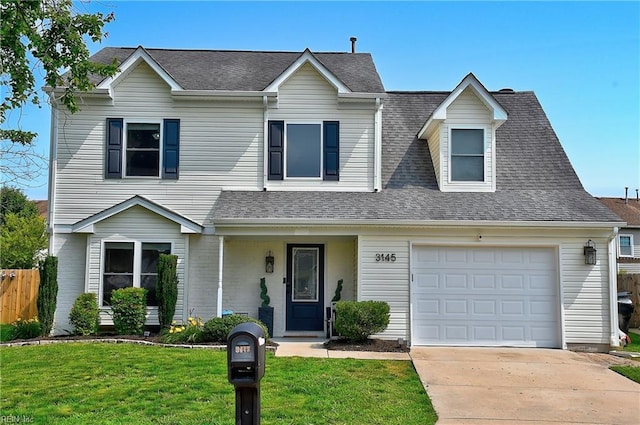 3145 Crestwood Ln, Virginia Beach, VA 23453 - view of front of house with concrete driveway, a garage, and roof with shingles