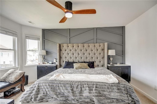 3145 Crestwood Ln, Virginia Beach, VA 23453 - bedroom featuring baseboards, a ceiling fan, and light colored carpet