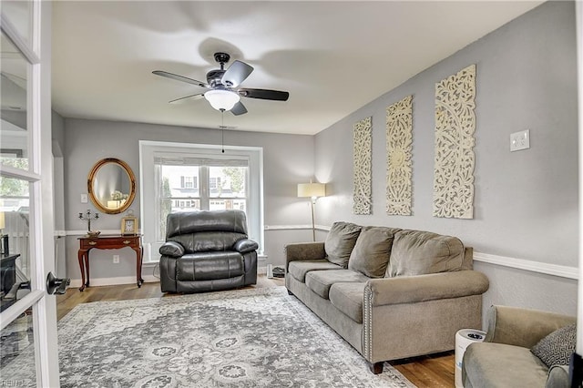 3145 Crestwood Ln, Virginia Beach, VA 23453 - living room with wood finished floors and ceiling fan