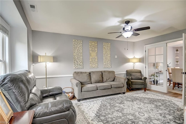 3145 Crestwood Ln, Virginia Beach, VA 23453 - living area with a ceiling fan and wood finished floors